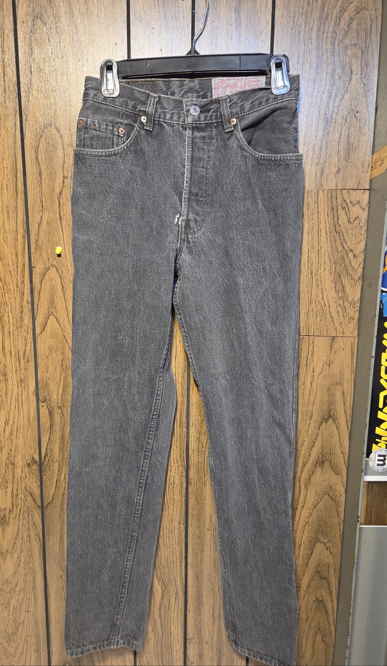 Vintage 90s Levis 901 Womens Button Fly 28x30 Black Tappered Leg